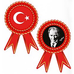 Turkish Flag Inspired Door Wreath - Patriotic Ribbon Rosette Decoration - 3