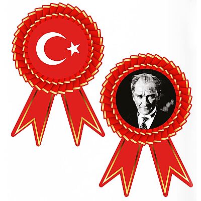 Turkish Flag Inspired Door Wreath - Patriotic Ribbon Rosette Decoration - 3
