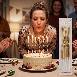 Twisty Birthday Candle - Metallic Gold - 1