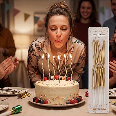 Twisty Birthday Candle - Metallic Gold - 1