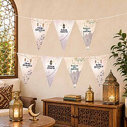 Ramazan Üçgen Flama Seti 150 cm - Hayırlı Ramazanlar & Ramazan Berekettir Yazılı Ev Süslemesi - 1