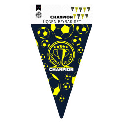 Champion Sarı Lacivert Üçgen Flama Süsleme Seti - Kikajoy (1)