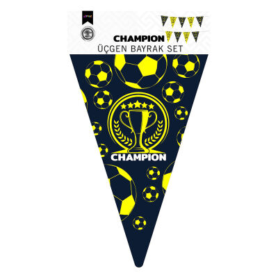 Champion Sarı Lacivert Üçgen Flama Süsleme Seti - 2