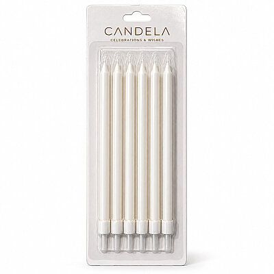 White Long Birthday Candle Set - 15 cm (6 Pieces) - 1