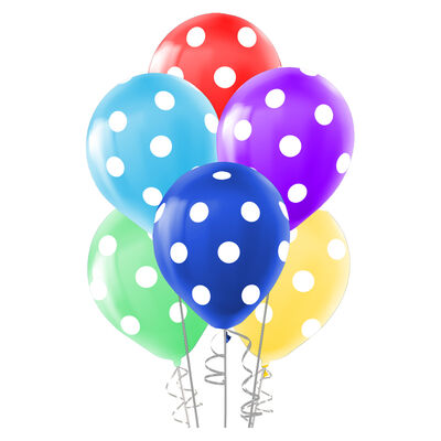 White Polka Dots on Colorful Latex Balloons 12